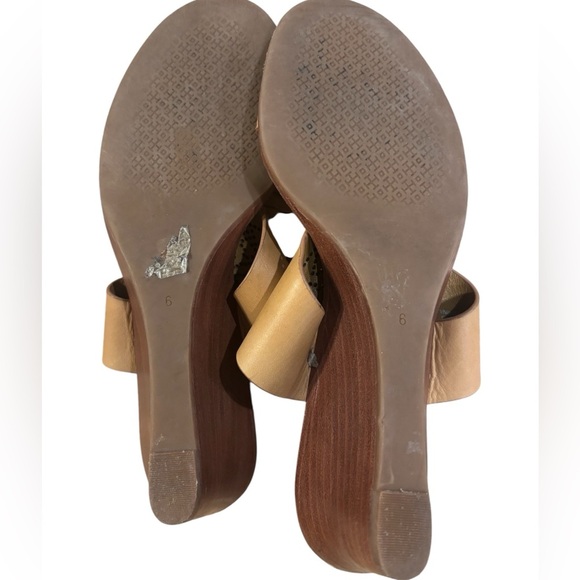 Tory Burch tan leather slip on baby wedge sandal size 6 - Picture 5 of 7